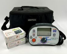 A pre-owned Kewtech KT63DL 5-In-1 Digital Multi-Function Tester with Test Leads, Mains Lead, Battery