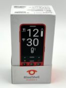 A boxed as new BlindShell Classic 2 Voice-Controlled Mobile Phone in Red (Checkmend report ID: CM196