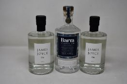 Barra Atlantic Gin (700ml) and two bottles of James Joyce Gins (500ml) .