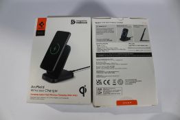 Two boxed Spigen PF2102 ArcField Wireless Chargers (Designed for Samsung).