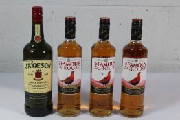 Three The Famous Grouse Blended Scotch Whisky 3 x 700ml and a Jameson Irish Whiskey 1ltr.