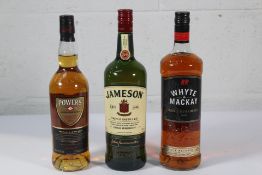 Jameson Irish Whiskey 1ltr, Whyte & Mackay Blended Scotch Whisky 1ltr, Powers Irish Whiskey Gold Lab
