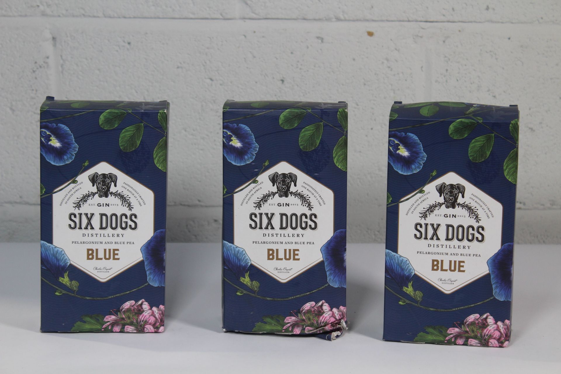Three Six Dogs Distillery Pelargonium and Blue Pea (Blue) Gin 3 x 700ml.