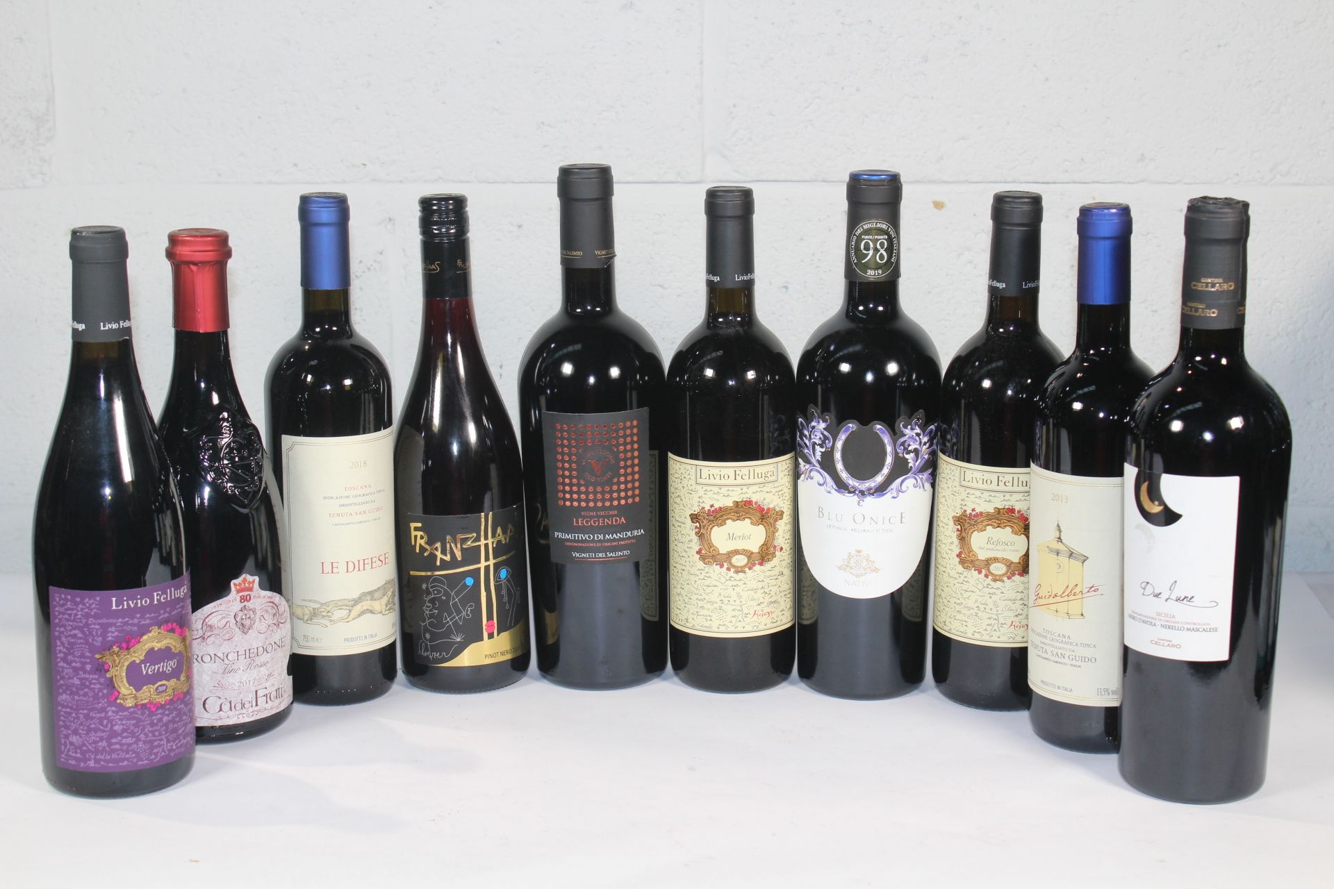 Ten Assorted Red Wines to include Livio Felluga Refosco 2015, Livio Felluga Merlot 2017, Franzhaas P