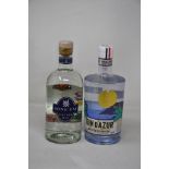 Two bottles of Song Cai Vietnam Dry Gin (700ml) and a bottle of Gin D'Azur Mediterraneen Gin (700ml)