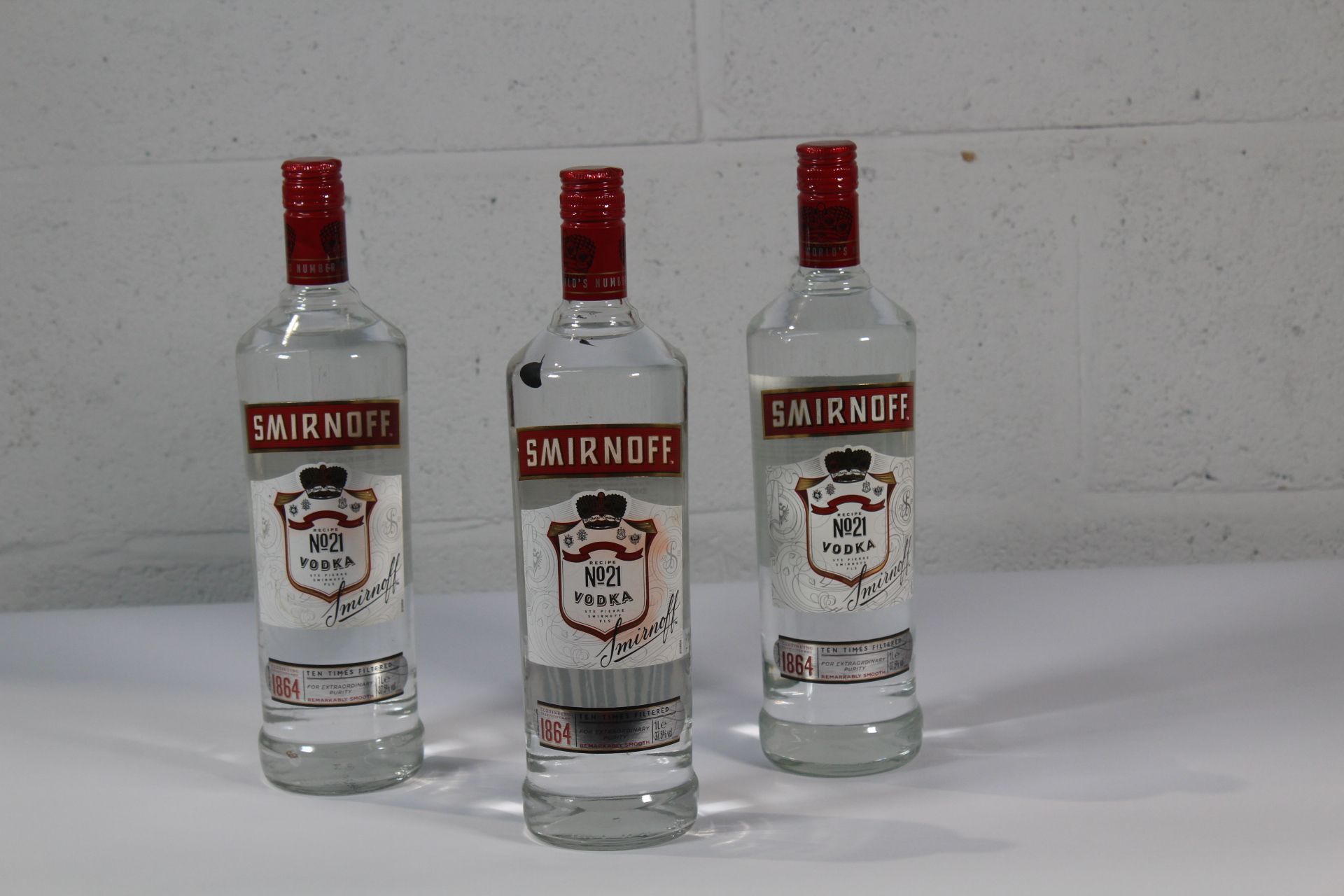 Three Smirnoff No 21 Original Vodkas 3 x 1ltr.