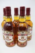 Five Chivas Regal 12 Years Blended Scotch Whisky (40%, 700ml).