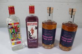 Two Turncoat Quisling Pink Gin (40%, 70cl), a Beefeater London Dry Gin (40%, 70cl) and a Beefeater B
