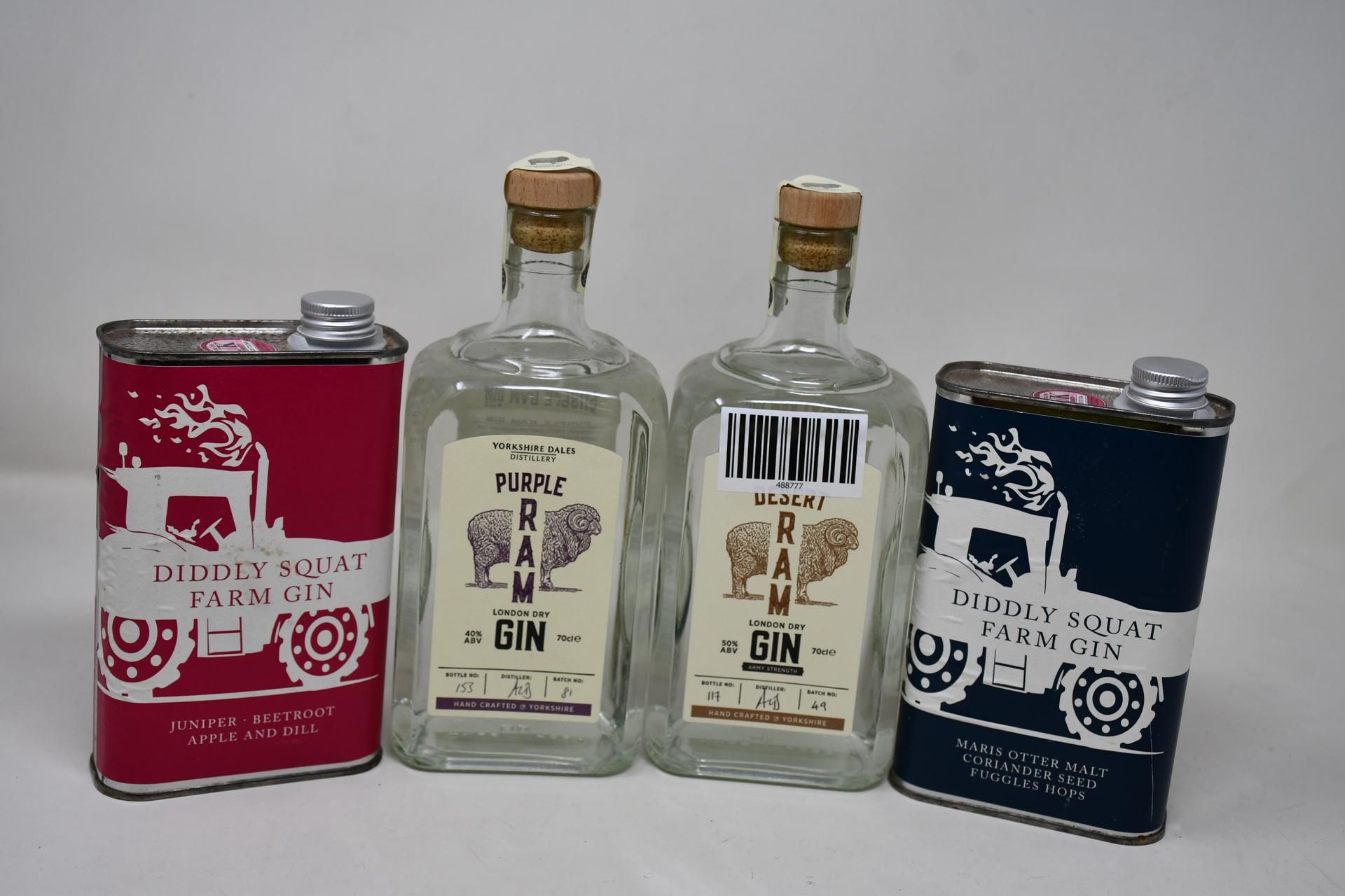 A bottle of Yorkshire Dales Desert Ram London Dry Gin (700ml) two bottles of Yorkshire Dale Purple R