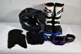 O'Neal Sierra Adventure Motorcycle Helmet, Size Large (60cm), Two Pairs of "100%" Motocross Goggles,