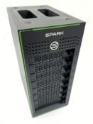 A pre-owned Symply SymplySPARK 144TB 8-Bay Thunderbolt 3 RAID Array in a Nanuk 950 flight case (8 x