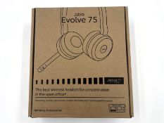 An as new Jabra Evolve 75 SE MS Wireless Stereo Headset (P/N: 7599-842-109).