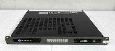 A pre-owned Crown CT 875 Power Amplifier (Unit only. Untested, sold as seen).