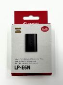 Four as new Canon LP E6N Battery Packs (EAN: 4549292008302) (Boxes sealed).