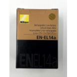 Eight as new Nikon EN-EL14a Li-Ion Battery Packs (EAN: 018208271269).