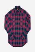 Iron Heart Ultra Heavy Flannel Ombré Check Western Shirt, Red, Medium.