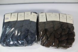 Twenty Isager Tweed Yarns: Ten N614 Chocolate and Ten N933 Navy.