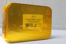 A Nipra 250g tin of Saffron Filaments Cat . I Quality packing year 2022 campaign 2021 - 2022 (BB 31/