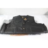 Two Leathrick London Classic Real Leather Waistcoat Vest. Black. Biker 3X-Large.