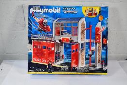 Playmobil 9462 City Action Fire Station with Fire Alarm, Fire Fighter and Helicopter Toy. Box Damage