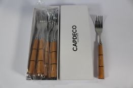 Twelve Capdeco Bamboo Style Dinner Forks.