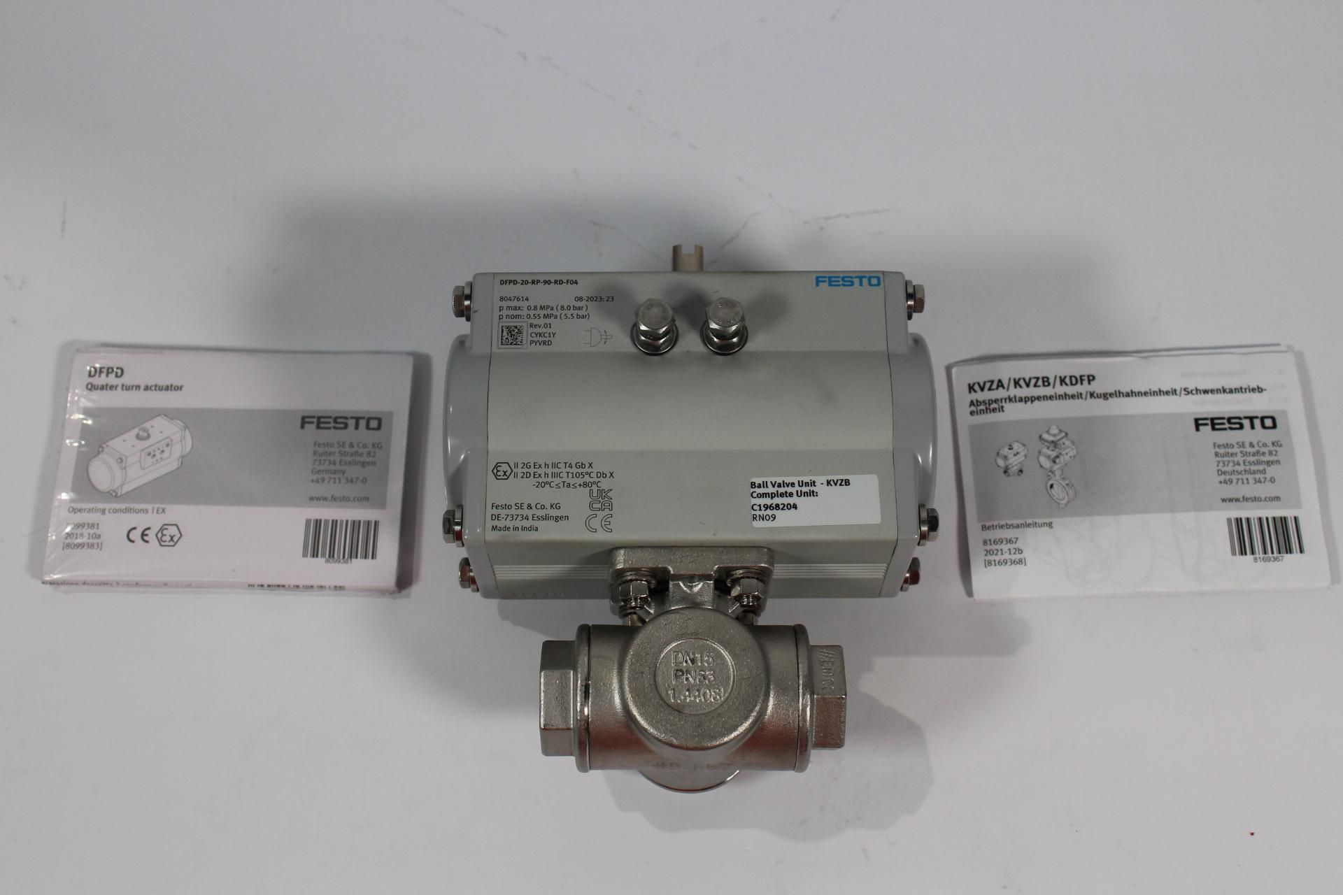 Festo Ball Valve Unit - KVZB Complete Unit C1968204 RN09 (DFPD - 20 - RP - 90 -RD - F04).