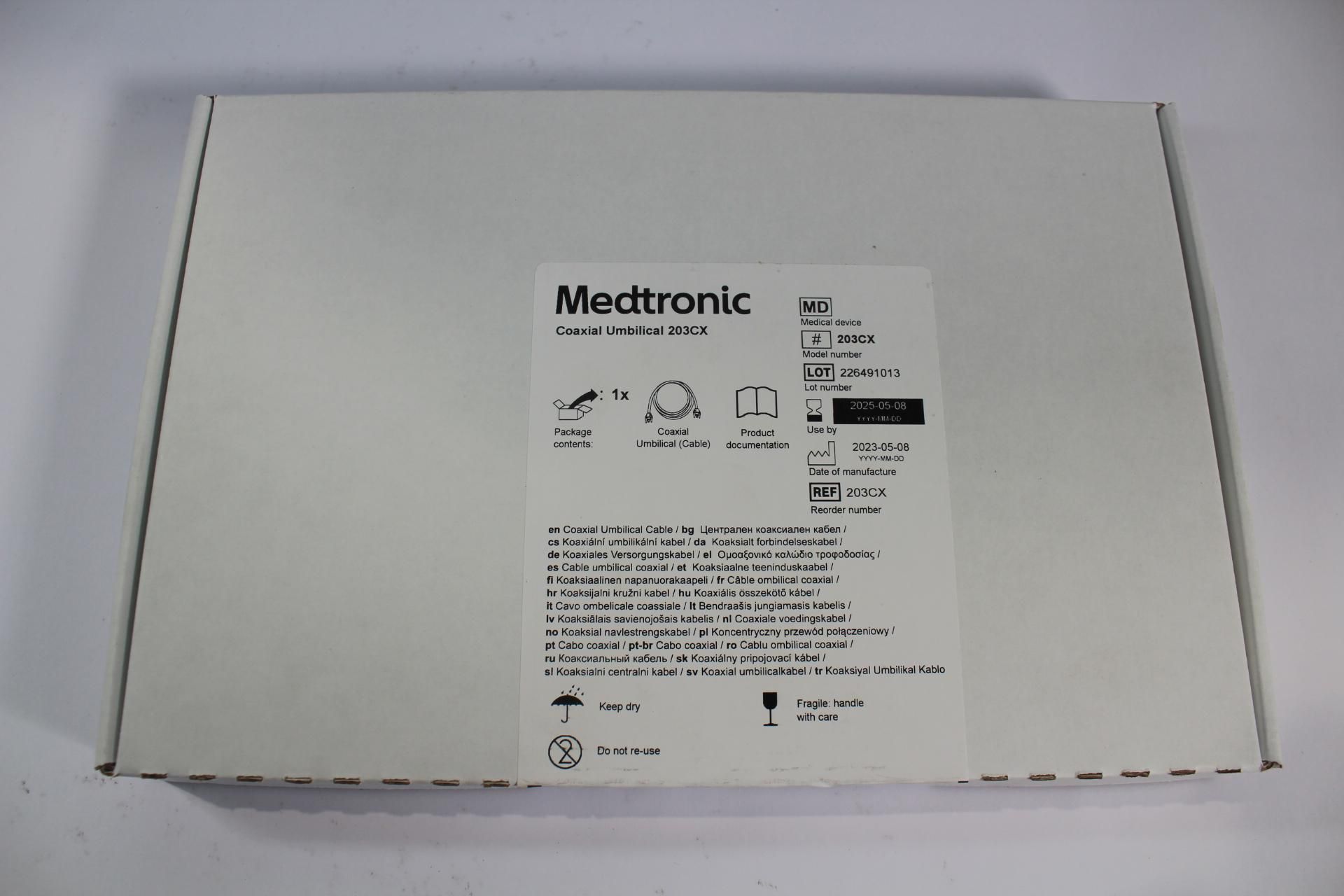Seven Medtronic Coaxial Umbilical 203CX Cables, Use By: 2025-05-08. As New.
