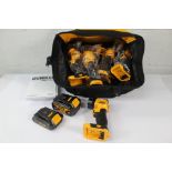 Five DeWalt DCL040 18v XR LED Li-ion Pivot Torches (Body only), Three DCB182 Batteries, One DCB181 B