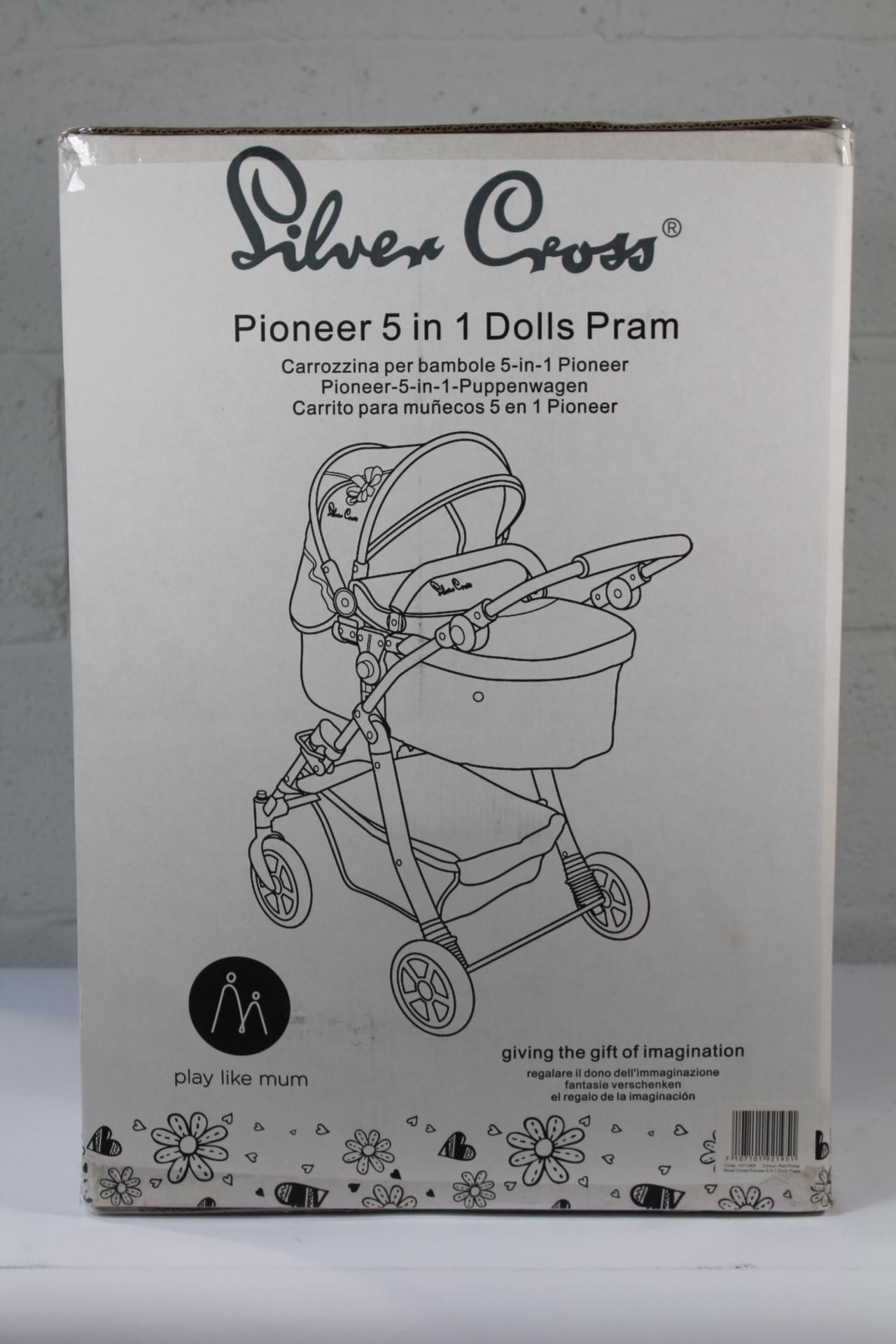 Three Silver Cross Pioneer 5 In 1 Dolls Prams Age 4 - 6, Limited Edition, Red Polka Dot, Boxed.