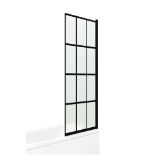 Black Crittall Folding Shower/Bath Screen, 1400mm x 800mm, Black Profile and Glass. As New.