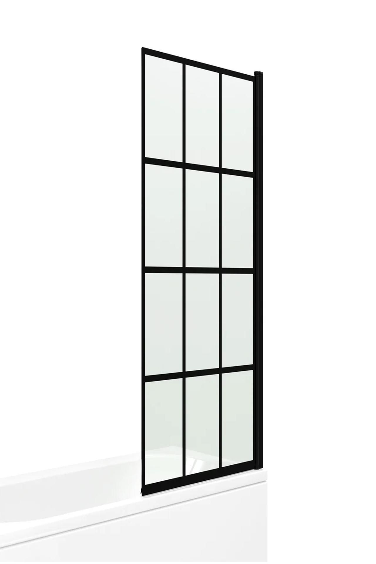 Black Crittall Folding Shower/Bath Screen, 1400mm x 800mm, Black Profile and Glass. As New.