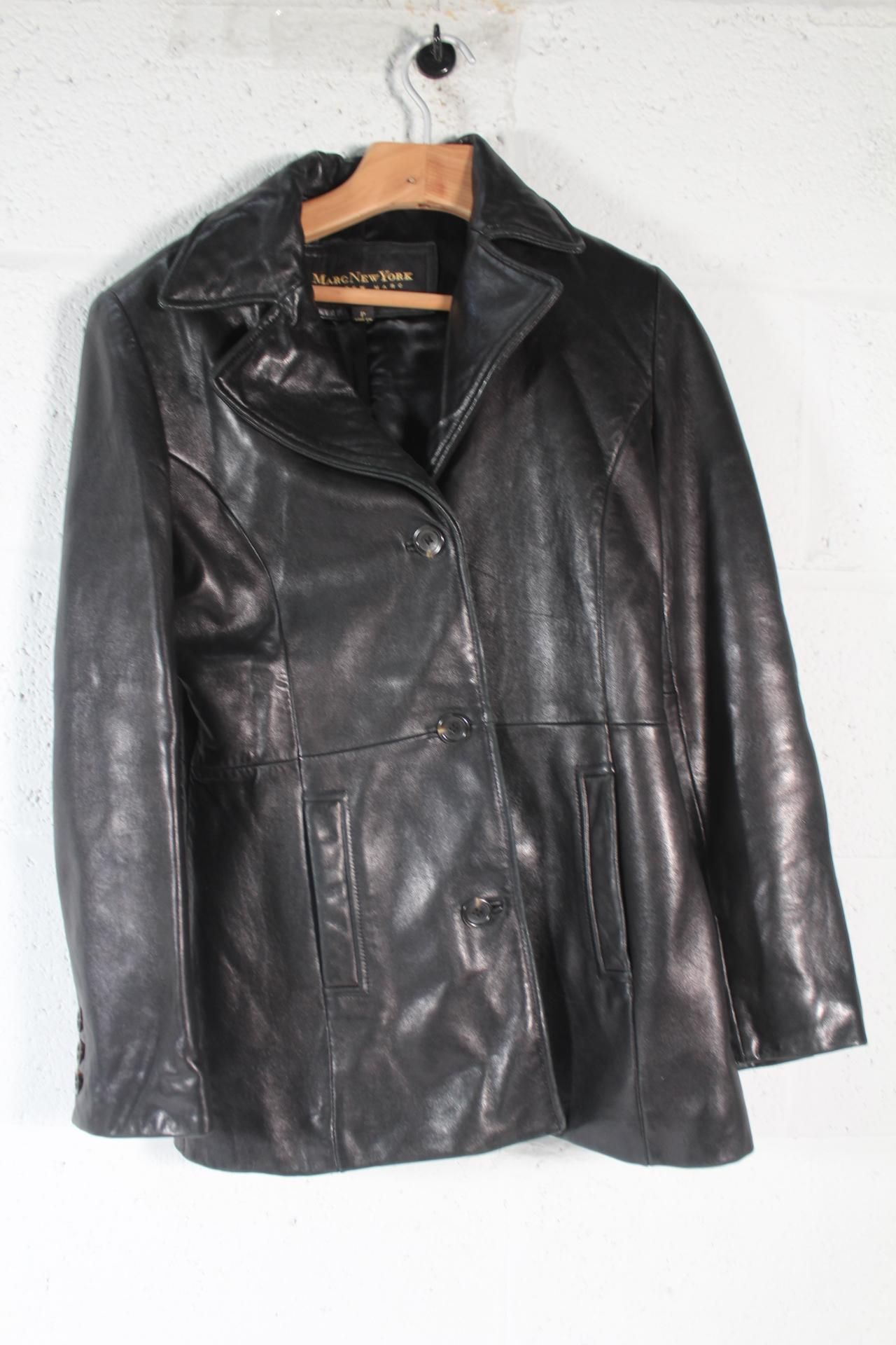 Andrew Marc Button-Up Leather Jacket, Women's - Black - Pre-Owned (S).