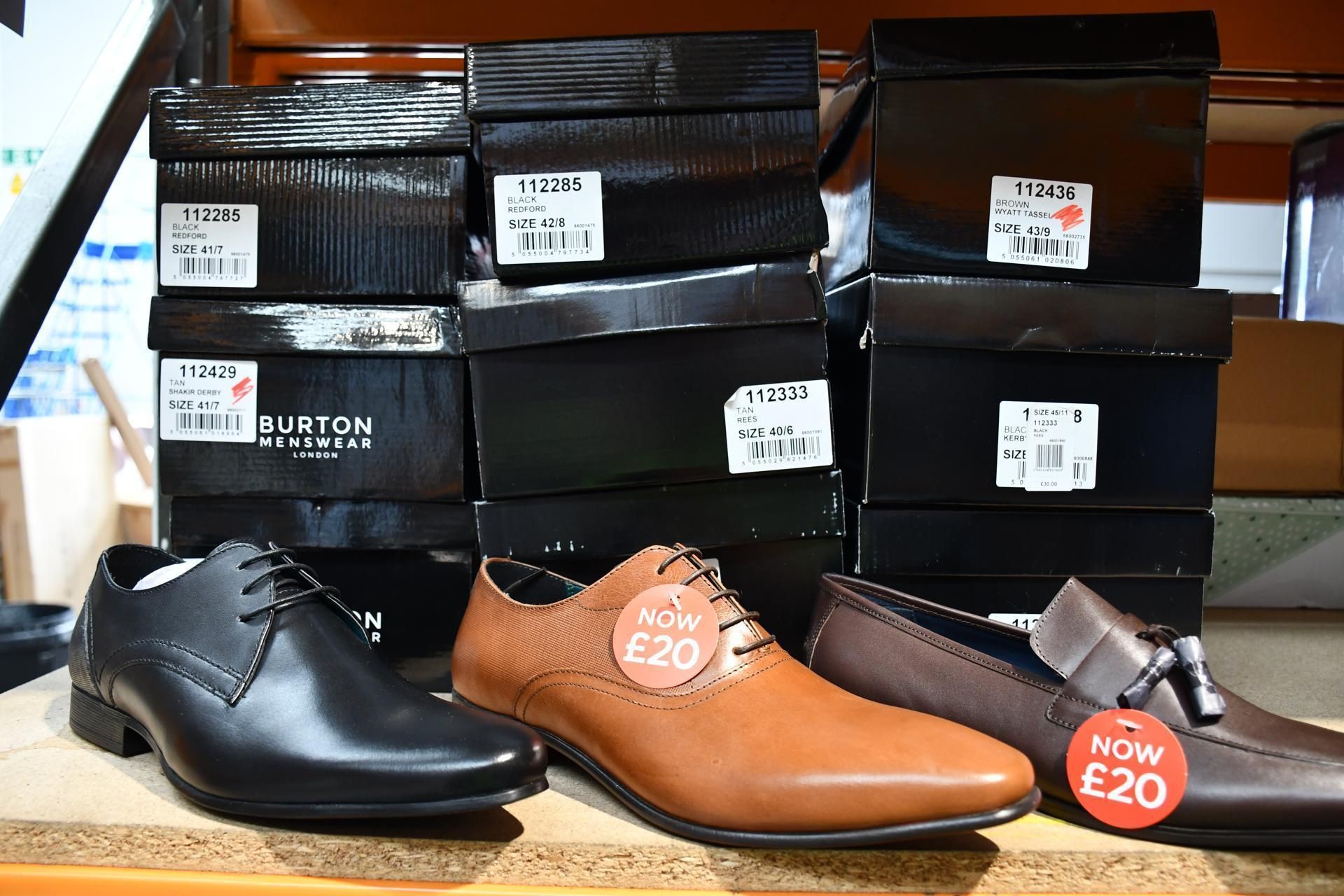 Nine Burton Menswear London Shoes, Mixed Styles and Sizes. Viewing Advised