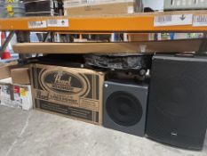 Assorted Music Related Items to include Part Drum Kit, Speakers and Stands (viewing recommended).