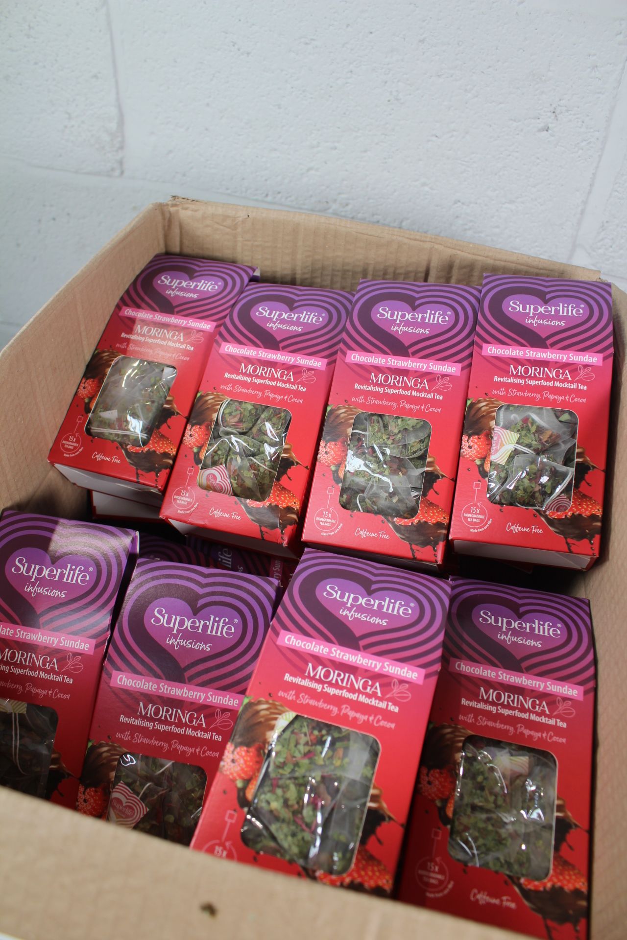 Thirty Five Boxes of Superlife Infusions Moringa Infused Tea - Chocolate Strawberry Sundae (15 bags