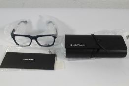 Montblanc MB0266O Eyeglasses - Blue with a Montblanc Glasses Case - Black -