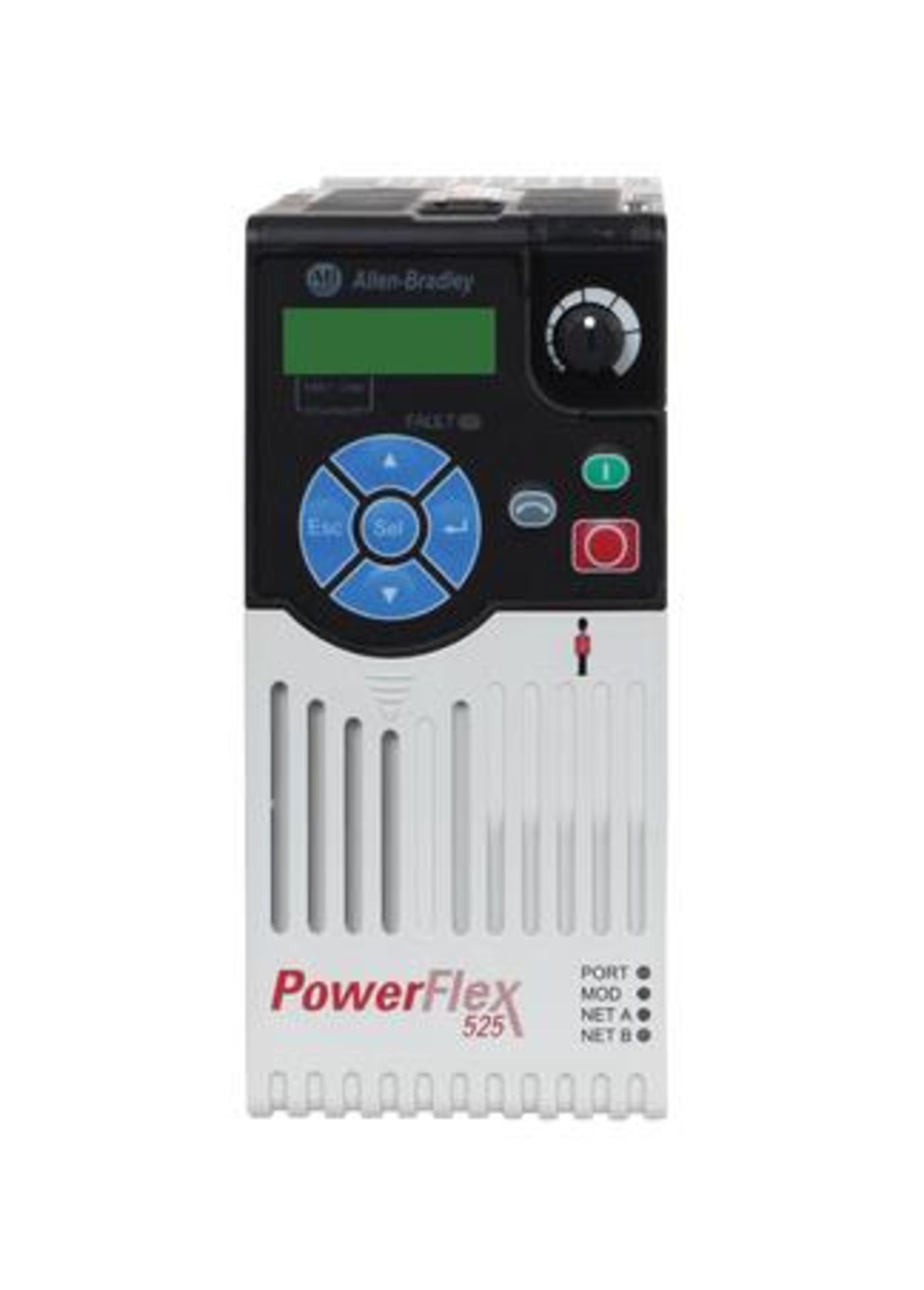 Allen Bradley Inverter Drive, 0.75 kW, 3 Phase, 480 V ac, 2.3 A, PowerFlex 525 Series (Stock image).