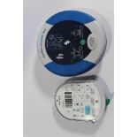 A pre-owned HeartSine Samaritan PAD 360P Fully Automatic Defibrillator with an Expired Pad-Pak-03 (E