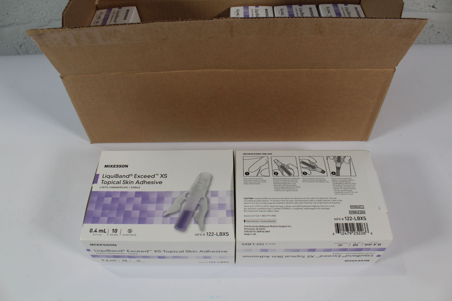 Six LiquiBand Exceed 0.4 mL Liquid Skin Adhesive -122-LBXS (10 per box), Exp: 28/06/2025.