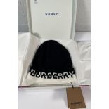 Burberry Cashmere Beanie Hat - Black/White - 54-61cm.