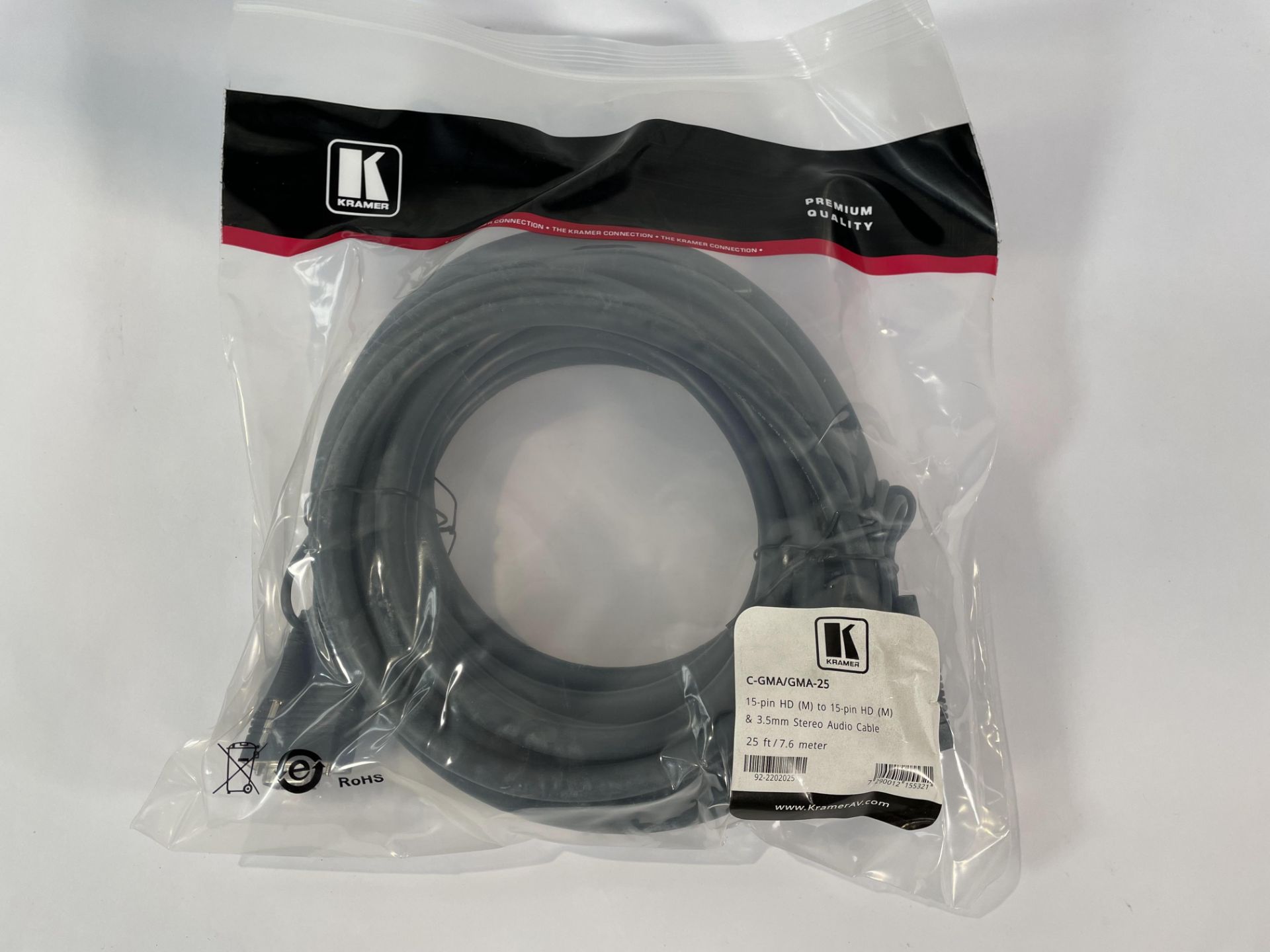 Eight Kramer C-GMA/GMA-25 7.60 metre Moulded VGA to VGA (Male-Male) + Audio 3.5mm Cables.