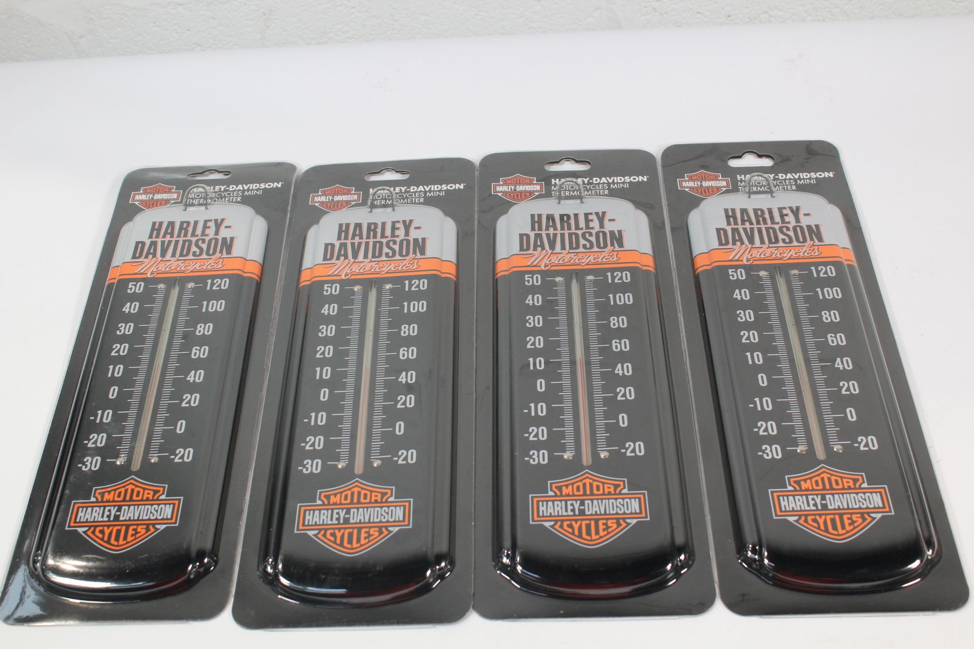 Four Harley Davidson Retro Motorcycles Thermometers.