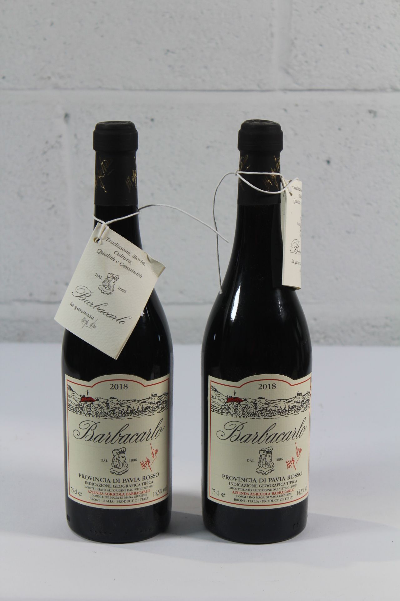 Two Barbacarlo 2018 Provincia Di Pavia Rosso Italian Red Wine 2 x 750ml.