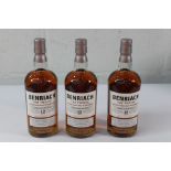 Three Benriach The Twelve Speyside 12yr Single Malt Scotch Whiskey 3 x 700ml.