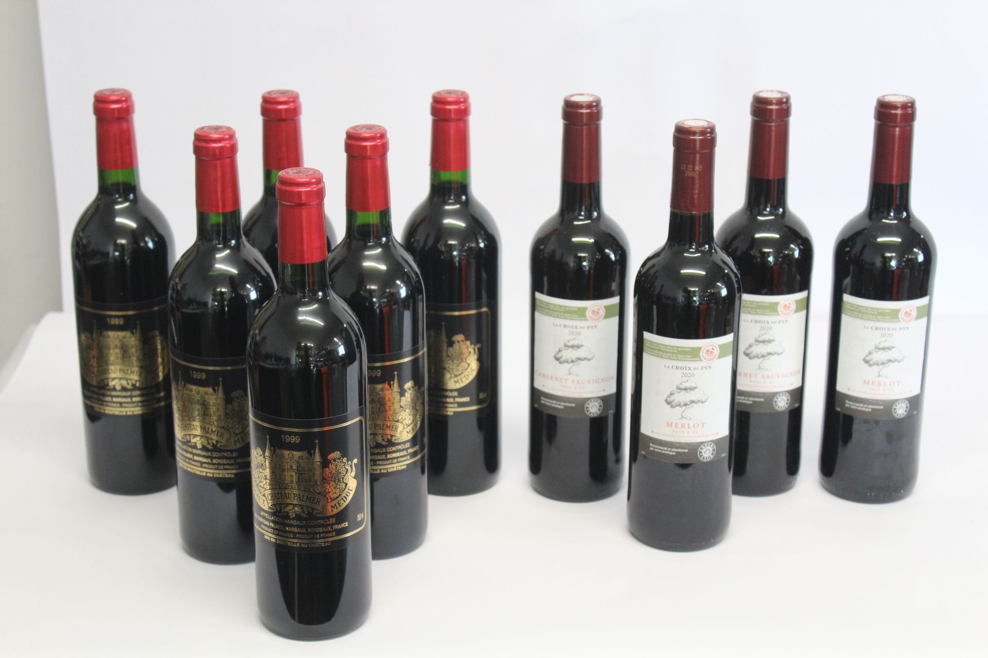 Six 1999 Margaux Chateau - Palmer Medoc 6 x 750 ml Red Wine, Four La Croix Du Pin 2020 Merlot 4 x 75