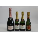 Bollinger Rose Champagne 750ml, Two Taittinger Brut Reserve Champagne 2 x 375ml, Tsarine Cuvee Premi