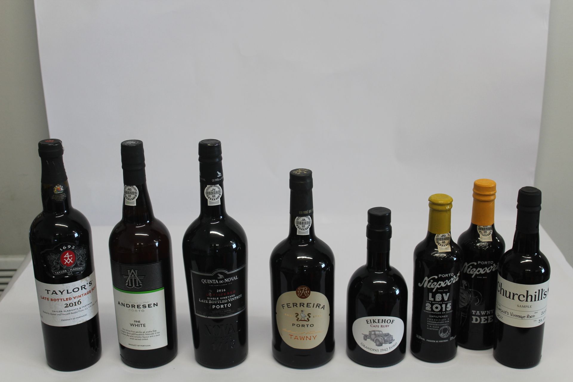 Eight Assorted Port's To Include Taylors LBT 2016 750ml, Ferreira Tawny 750ml, Quinta Do Noval 2016