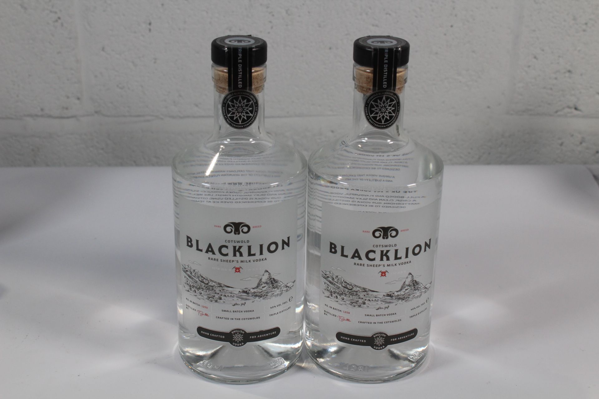 Two Cotswold Blacklion Rare Sheep's Milk Vodka 2 x 700ml.