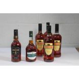 Four Soberano Brandy 4 x 1ltr, One Soberano Sherry 5 Cask Reserva Brandy 700ml and a Three Barrels R