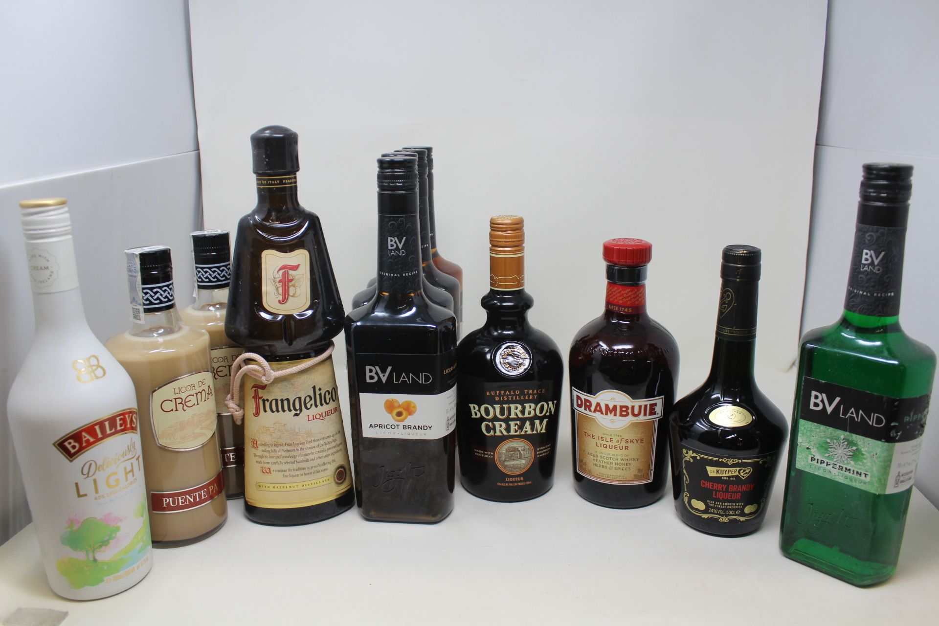 Twelve Assorted Liqueurs to include One Drambuie Honeyed Scotch Whisky Liqueur 70cl, BV Land Apricot